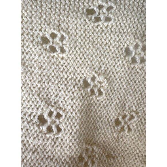 Rare Grandma Cottage Boho Cream Knit Shawl Sweater, Women's Large - Picture 9 of 9